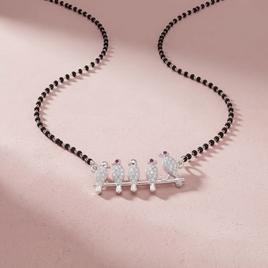 Silver Modern Embrace Pendant Mangalsutra