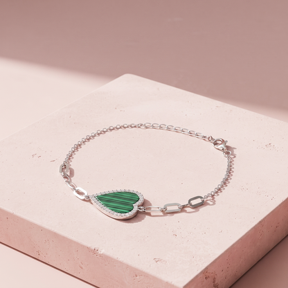 Silver Verdant Heart Bracelet