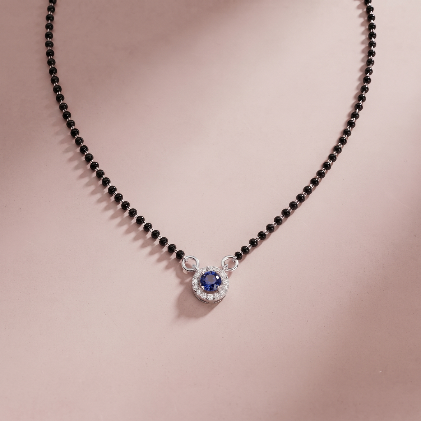 Silver Blue Stone Mangalsutra