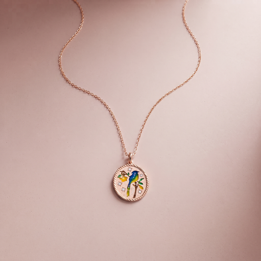 Rose Gold Plated Bird Coin Pendant
