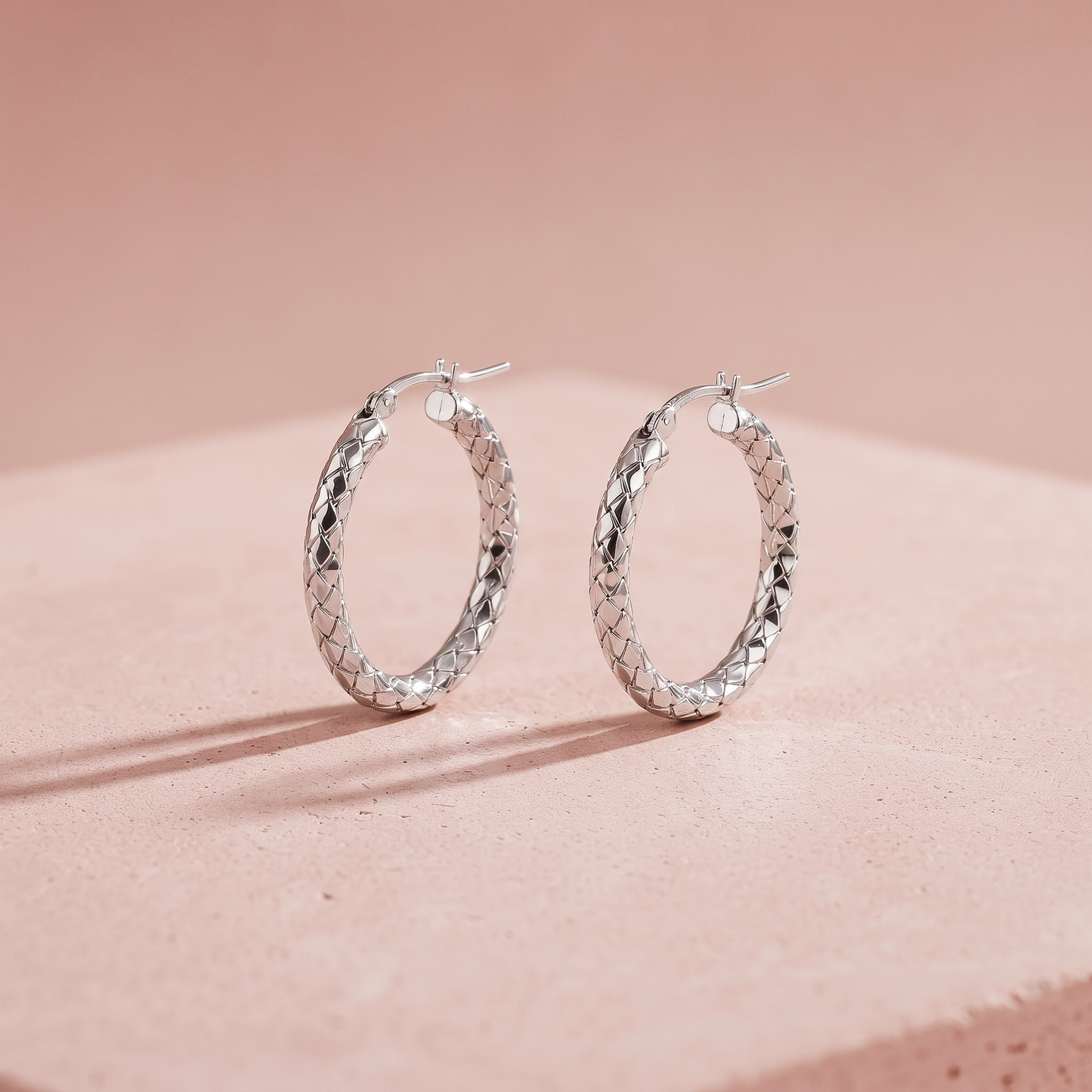 Silver Rope Twist Minimal Hoop Earrings