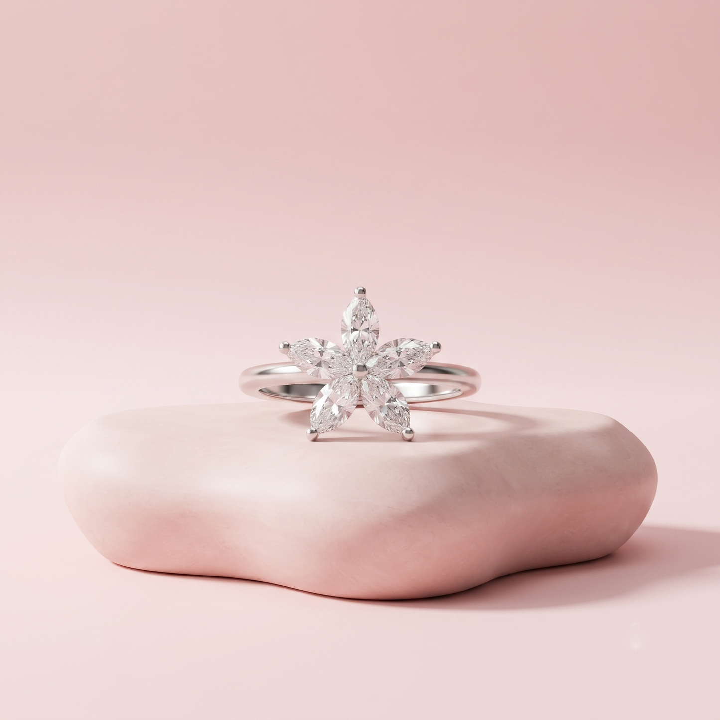 Silver White Bloom Ring