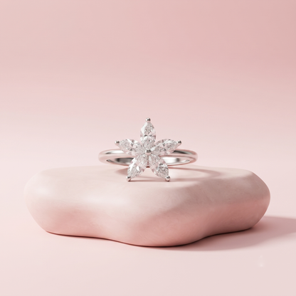Silver White Bloom Ring