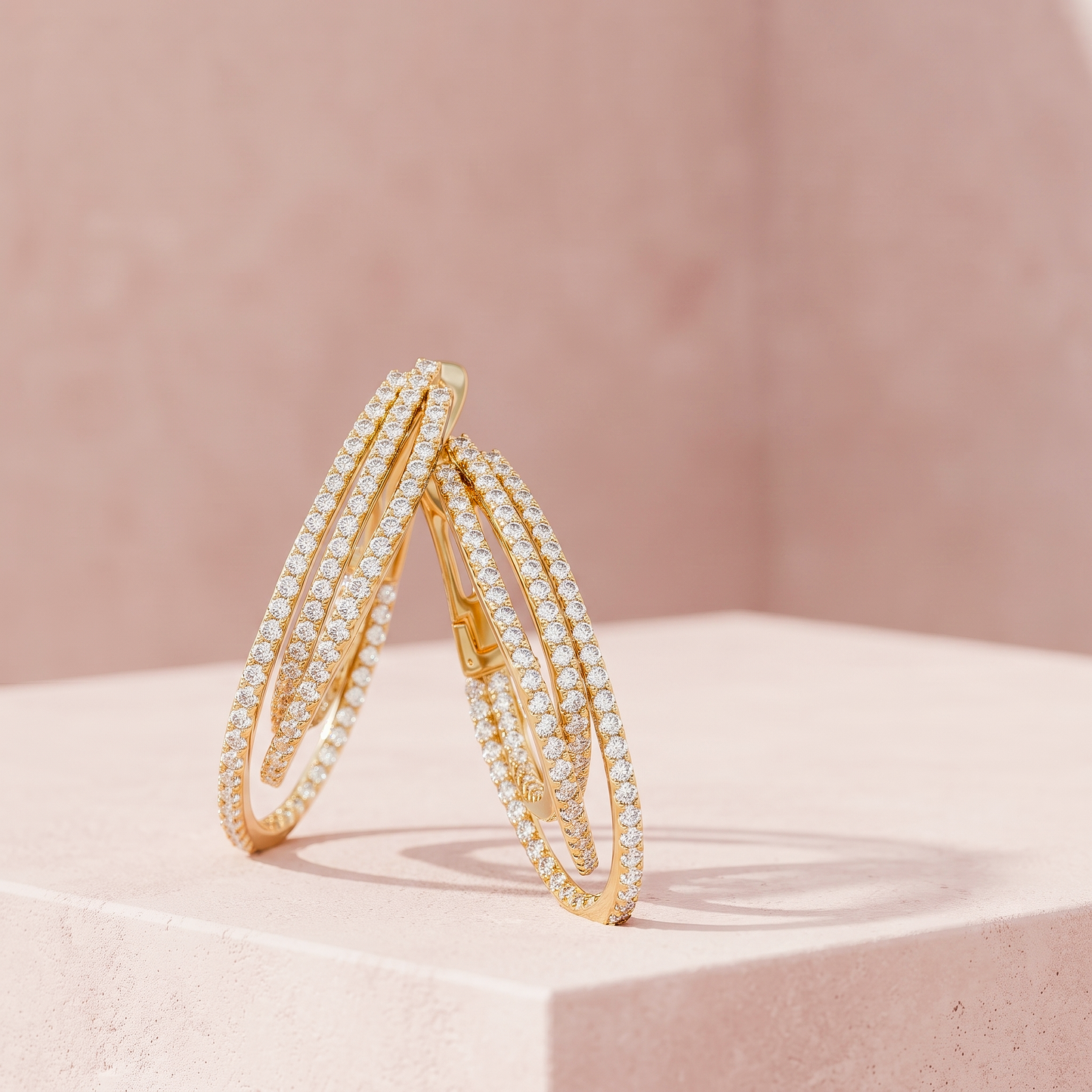 Gold Plated Silver Beaded Luxe Hoop Earrings