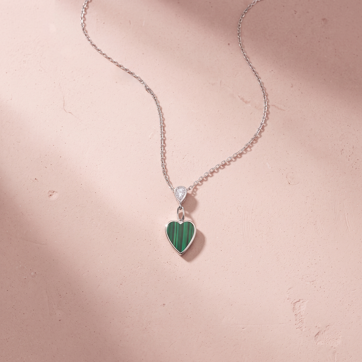 Silver Malachite Heart Necklace