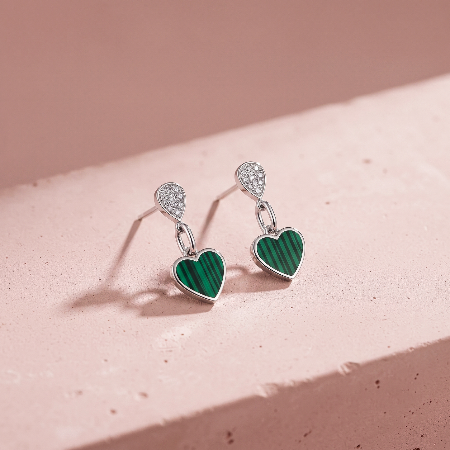 Silver Drop Heart Earrings Small