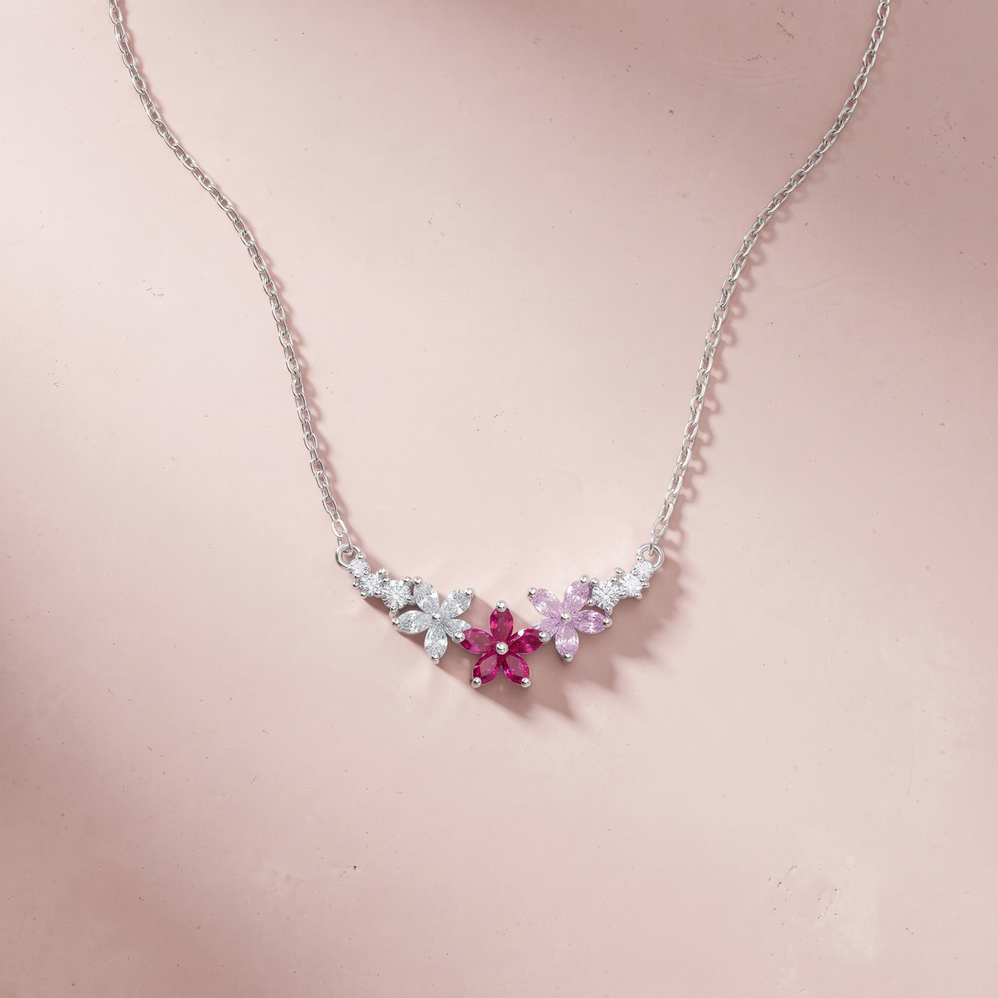 Silver Blushing Bloom Necklace
