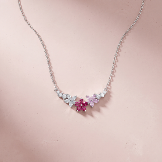 Silver Blushing Bloom Necklace