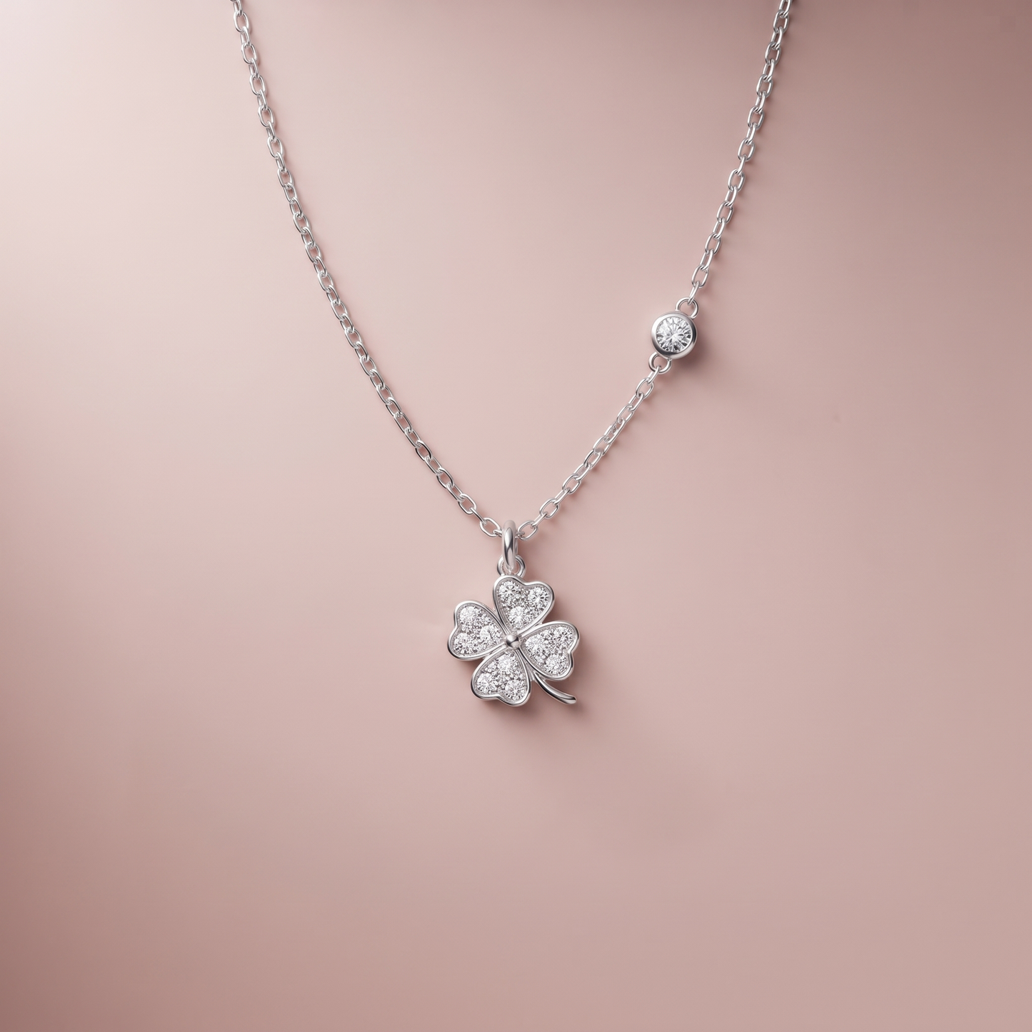 Silver Lucky Clover Charm Necklace