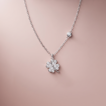 Silver Lucky Clover Charm Necklace