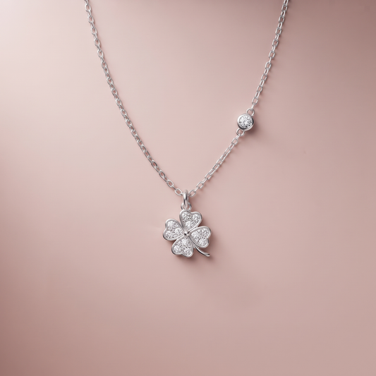 Silver Lucky Clover Charm Necklace