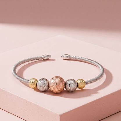 Silver & Gold Bead Wire Bracelet