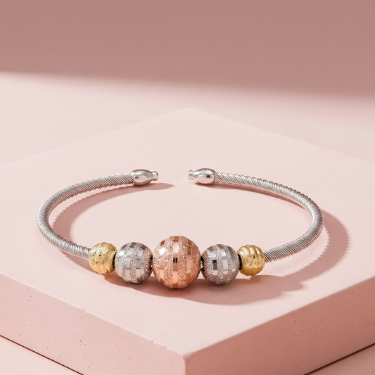 Silver & Gold Bead Wire Bracelet