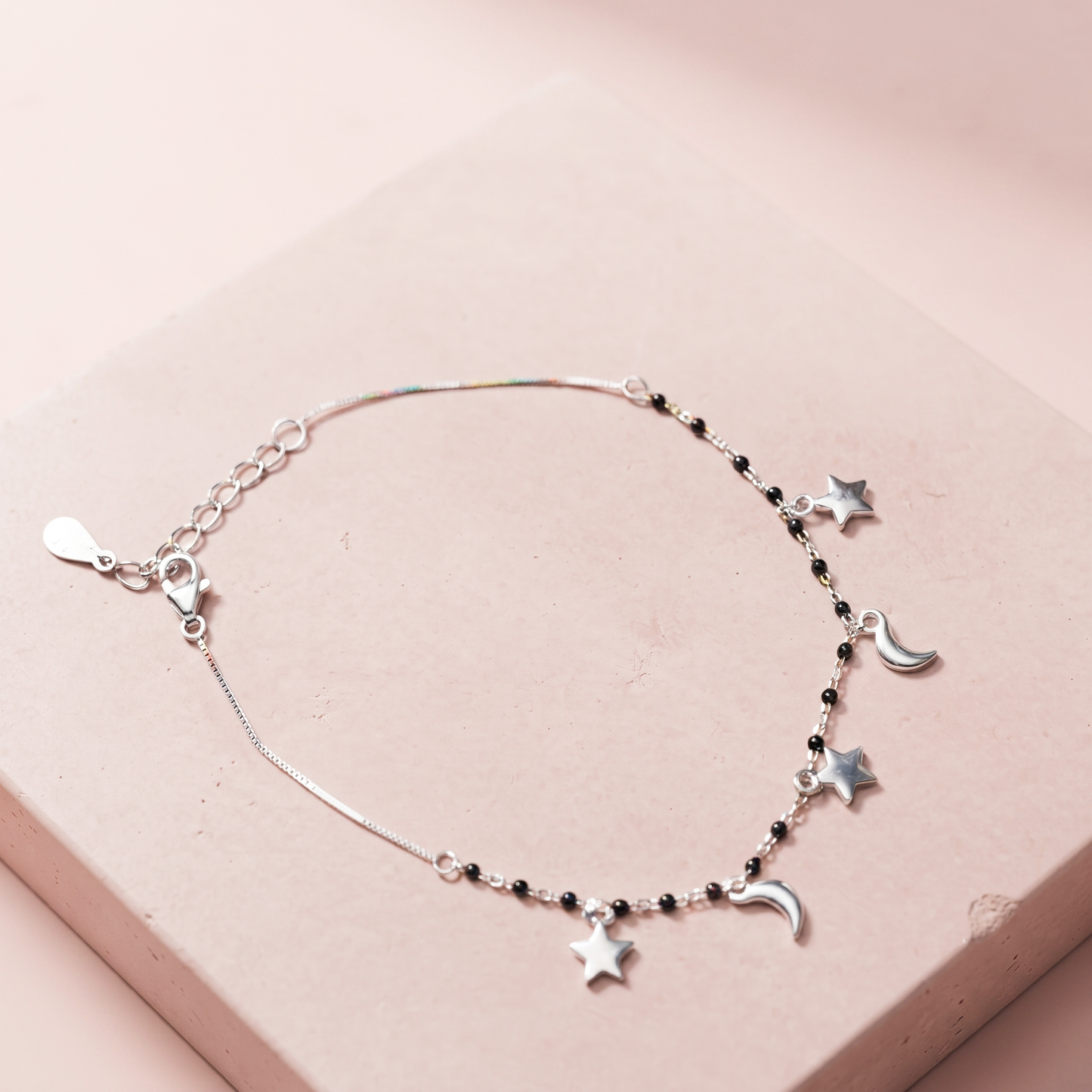Silver Moon and Star Charm Bracelet