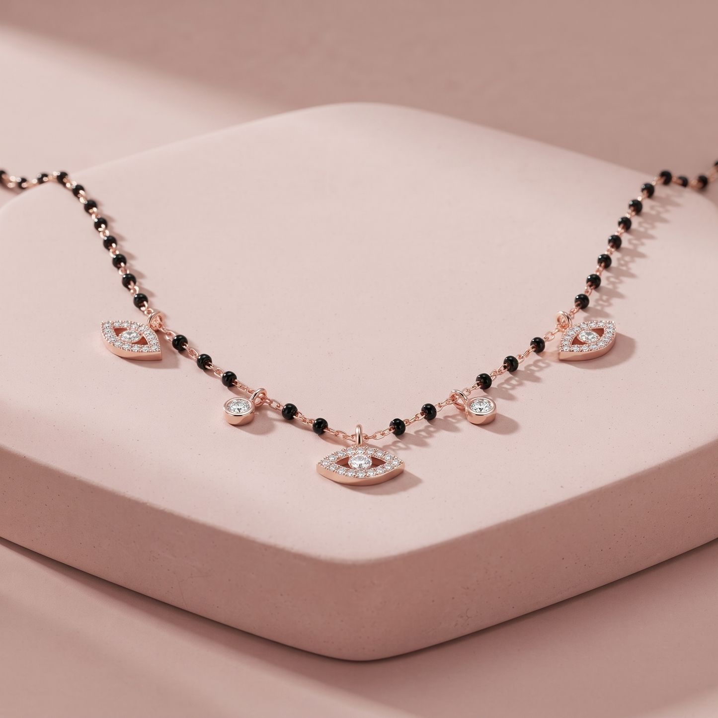 Rose Gold Plated Silver Elegent Evileye & Spark Mangalsutra