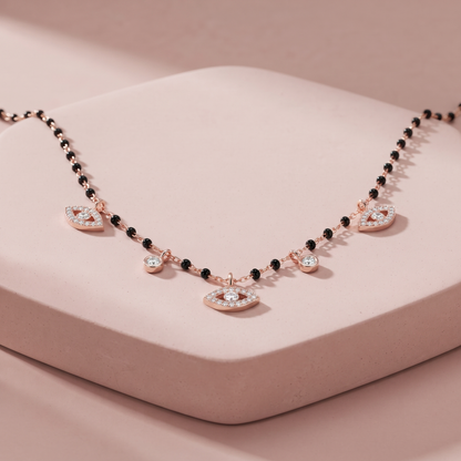 Rose Gold Plated Silver Elegent Evileye & Spark Mangalsutra