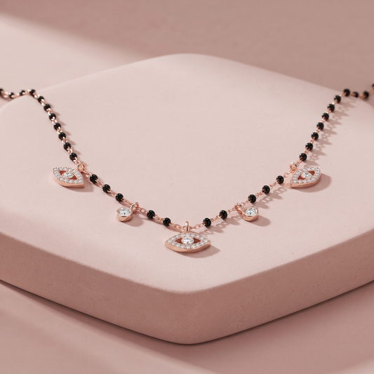 Rose Gold Plated Silver Elegent Evileye & Spark Mangalsutra