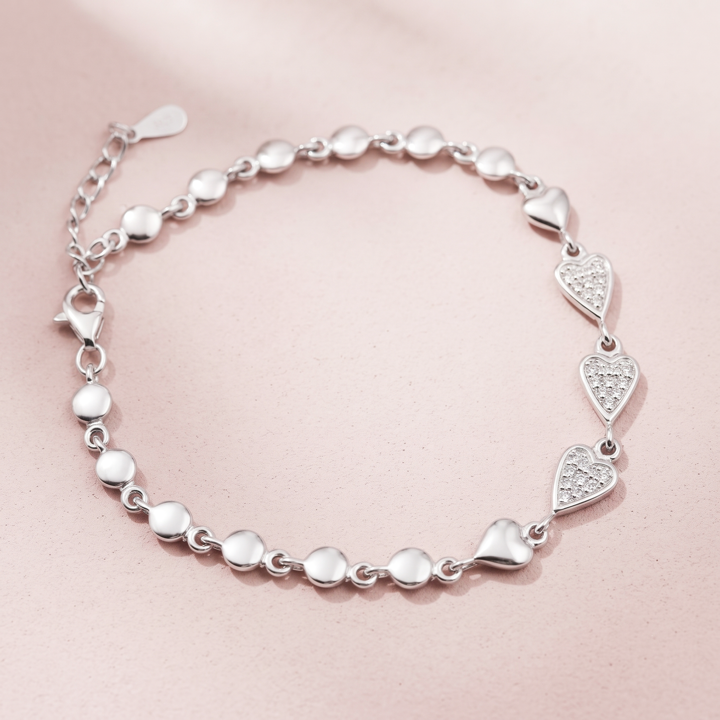 Silver Trio Spark heart bracelet