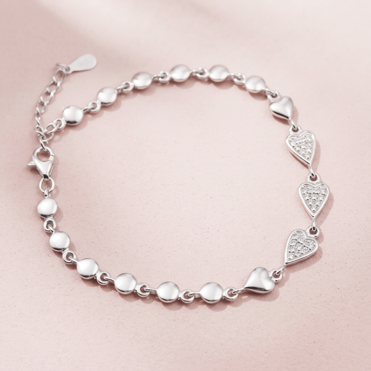 Silver Trio Spark heart bracelet