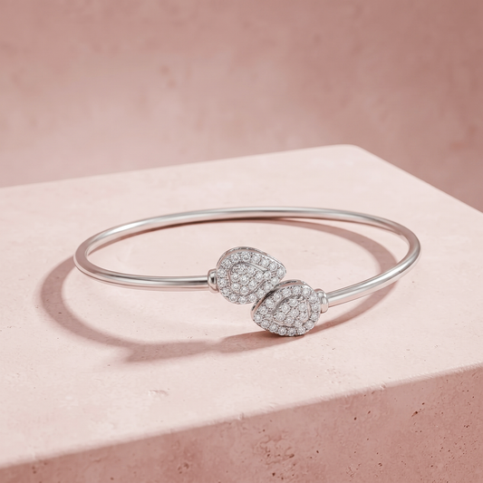 Silver Twin Leaf Bracelet