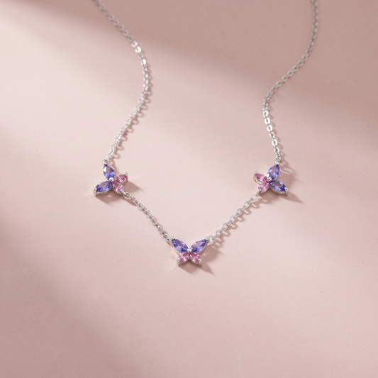 Silver Lilac Wings Necklace