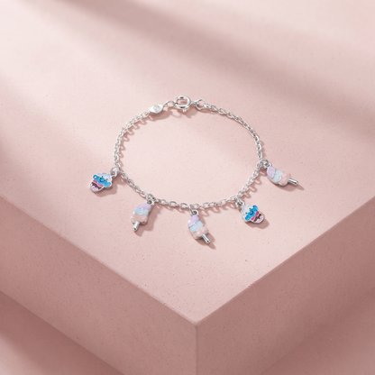 Silver Pastel Cupcake & Icecream Baby Bracelet