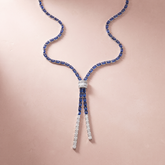 Silver Royal Blue Gem Necklace