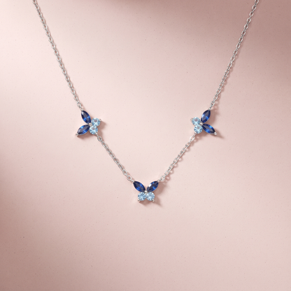 Silver Blue Wings Necklace