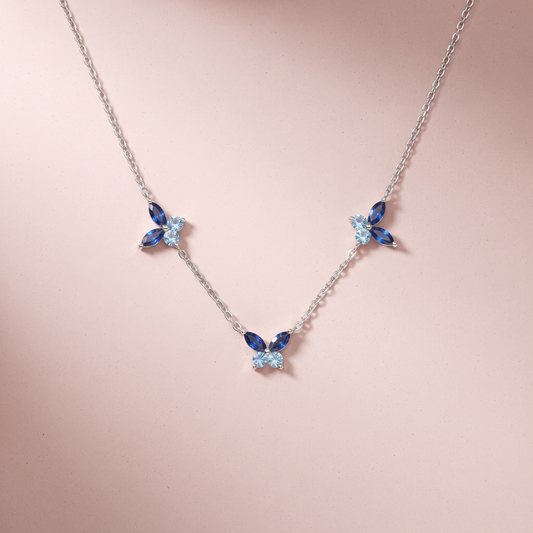 Silver Blue Wings Necklace
