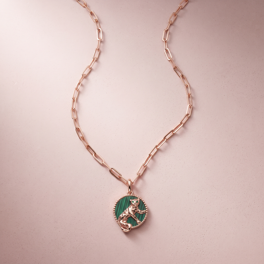 Rose Gold  Plated Silver Panther Necklace