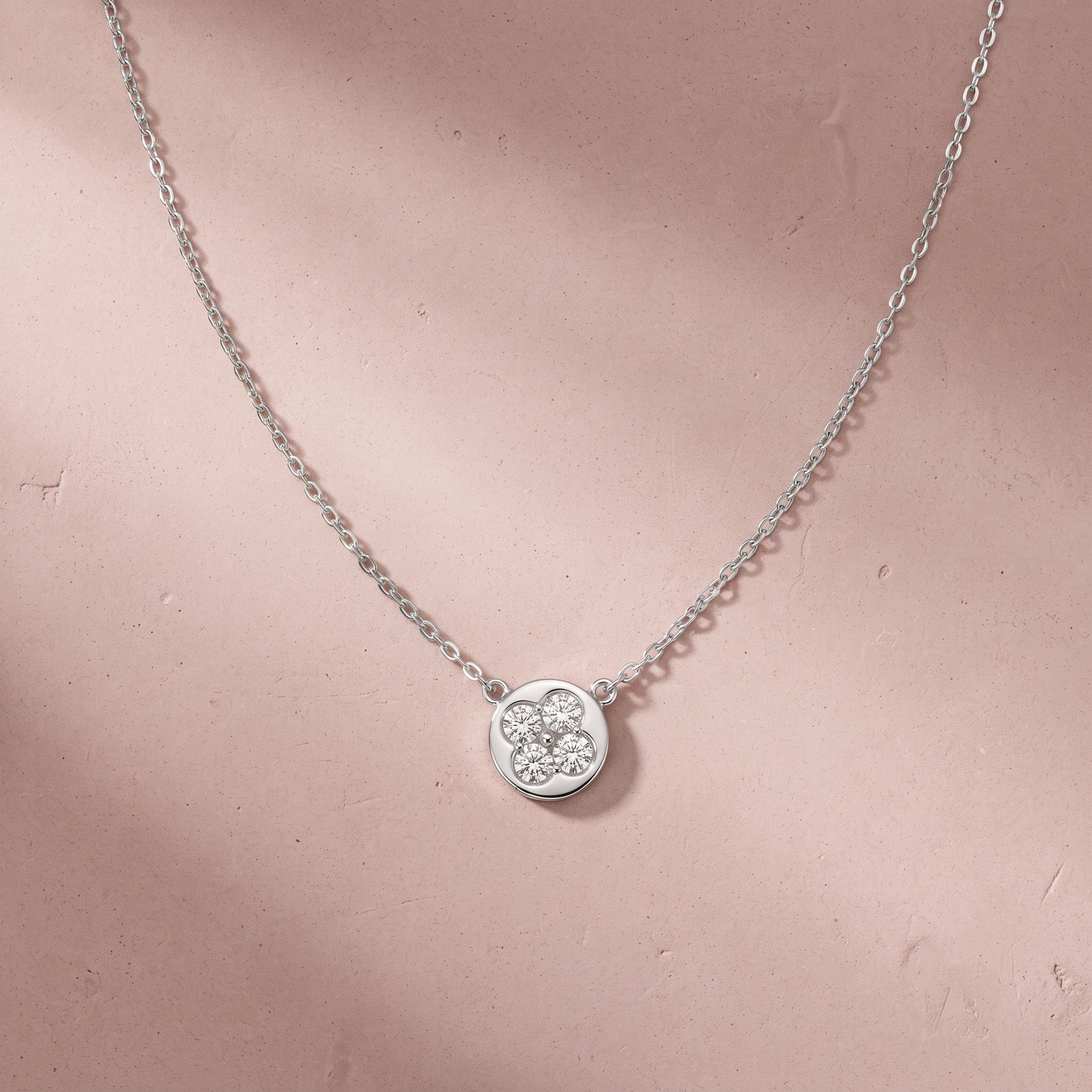 Silver Starlight Zircon Circle Necklace