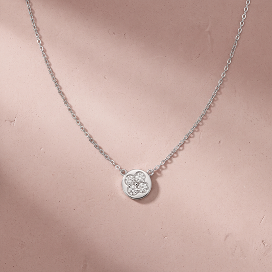 Silver Starlight Zircon Circle Necklace
