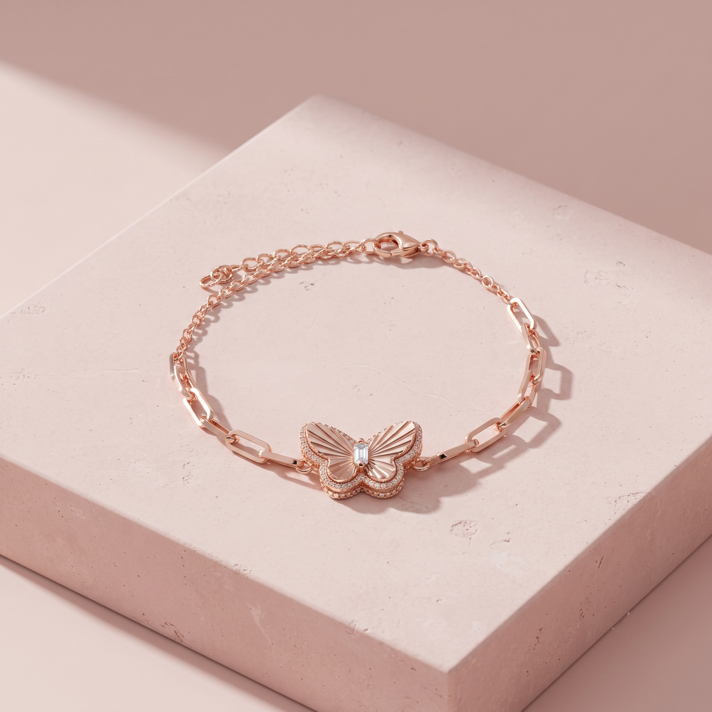 Rose Gold Plated Silver Reversible Butterfly Bracelet