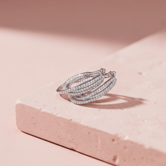 Silver Modern Luxe Hoop Earrings