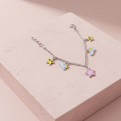 Silver Stars & Clouds Baby Bracelet