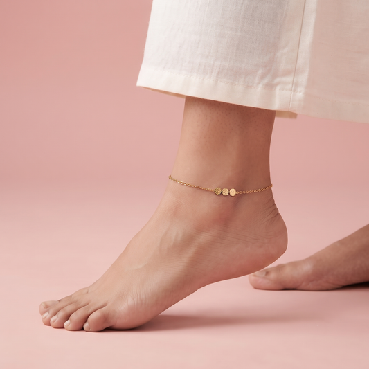 Gold Plated Silver Disc Anklet