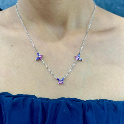 Silver Lilac Wings Necklace