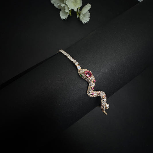 Rose Gold Plated Silver Serpent Head Bracelet