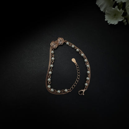 Rose Gold Plated Silver Rose Bracelet
