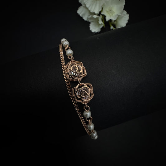Rose Gold Plated Silver Rose Bracelet