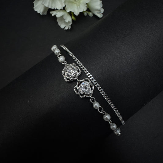 Silver Rose Bracelet