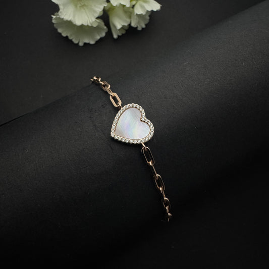 Rose Gold Plated Heart Link Bracelet