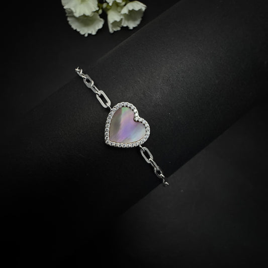Silver Heart Link Bracelet