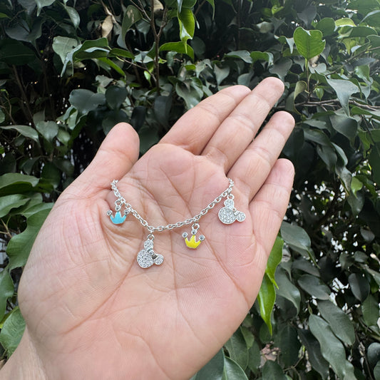 Silver Royal Crown & Mickey Baby Bracelet