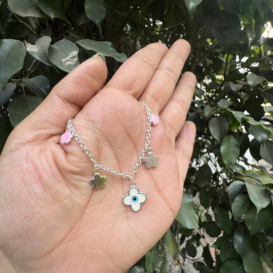 Silver Flower Charm Baby Barcelet