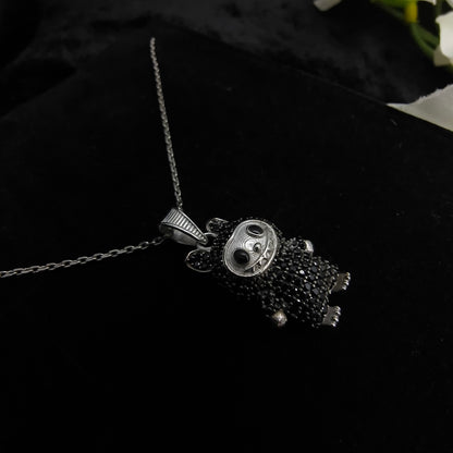 Silver Black Labubu Necklace