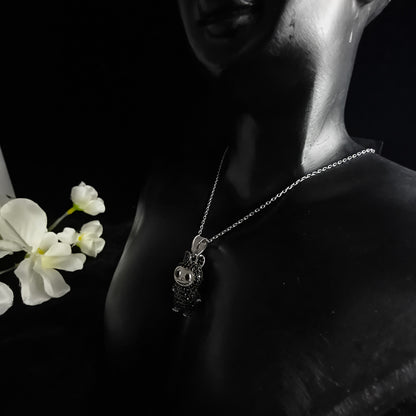 Silver Black Labubu Necklace
