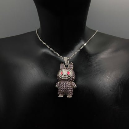 Silver Pink Labubu Necklace