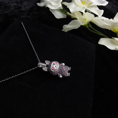 Silver Pink Labubu Necklace