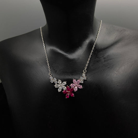 Silver Blushing Bloom Necklace